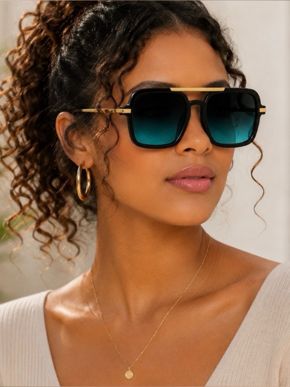 Oversized Fashion Sunglasses – Khaki or Turquoise Blue